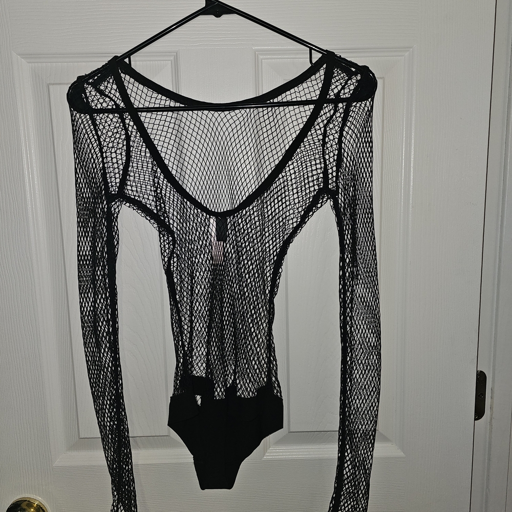 Victoria's Secret Black Mesh Bodysuit